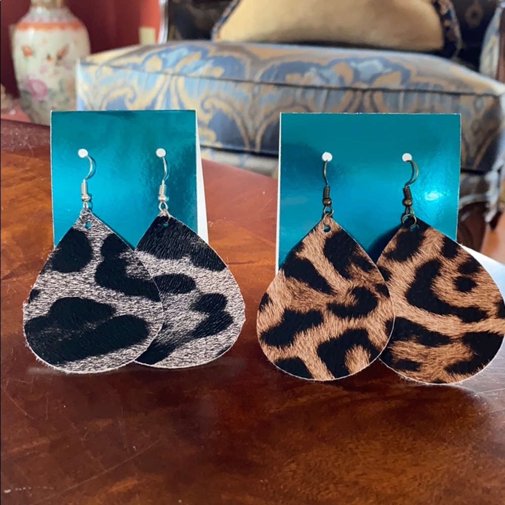 Two Pairs of Animal Print Earrings Cheetah